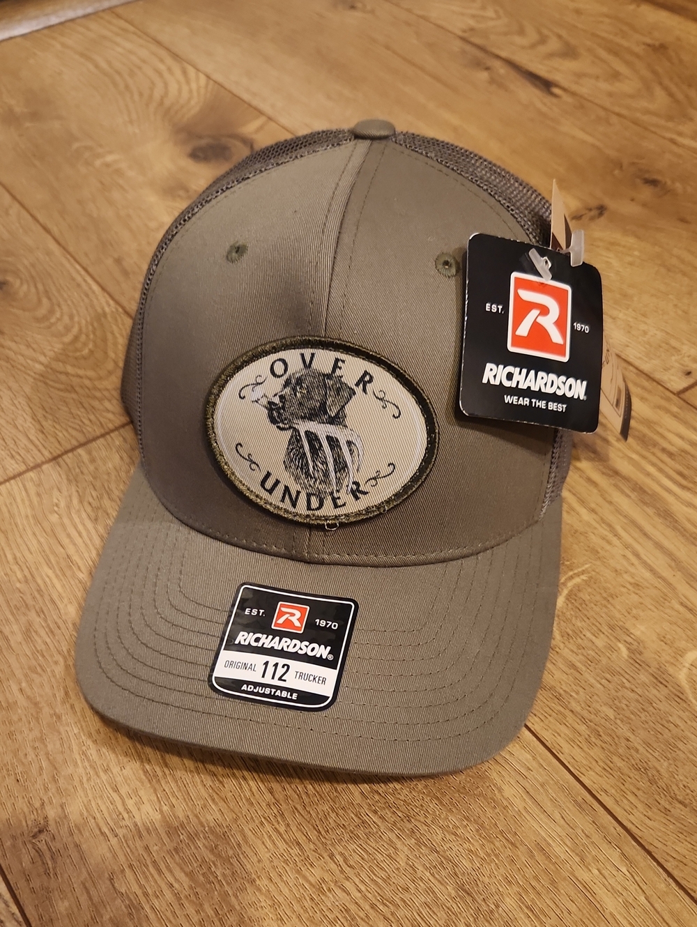 Richardson Trucker Hat with 'Over Under' Patch - Olive